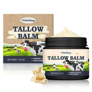 Beef Tallow Moisturizing Cream for Face & Body, 100% Grass-Fed Whipped Beef Tallow Balm with Organic Jojoba Oil & Shea Butter, Restores Skin Barrier, Soothes Dry & Sensitive Skin