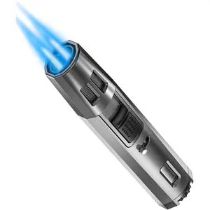 Torch Lighter Butane Lighter Refillable Jet Flame Torch Lighters Windproof Gas Long Torch Lighter Adjustable Butane Pen Lighter for Candles Grill BBQ Stove Camping(Gas Not Included)