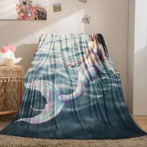 1 Pcs Luxury Art Mermaid Throw Blanket, Skin-Friendly Lightweight Breathable, Suitable for Indoor Relaxation & Outdoor Activities, Stylish Decor, Fade Resistant & Long-Lasting Softness