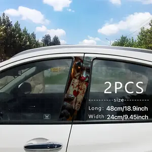 2 Piece Pennywise It Clown Car B Pillar Sticker, Self Adhesive Vinyl Film, Easy Apply & Remove, Scratch Resistant, Waterproof, UV Protection