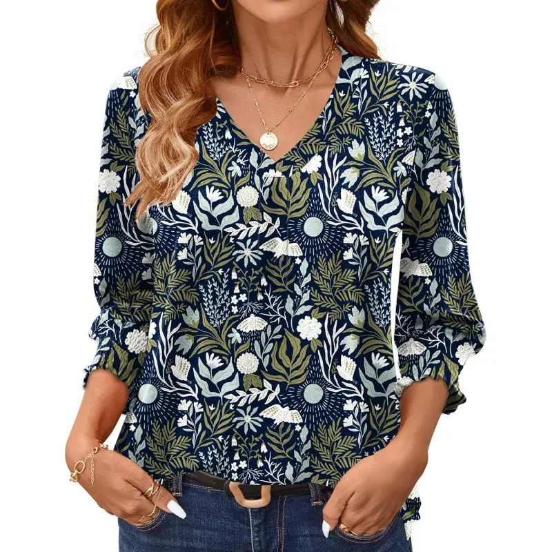 Navy Blue White Floral