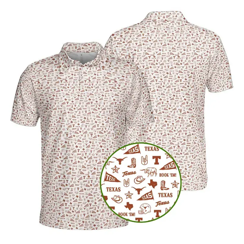 Men’s Texas College Polo – Gameday Style Shirt, Breathable Lightweight Athletic Fit