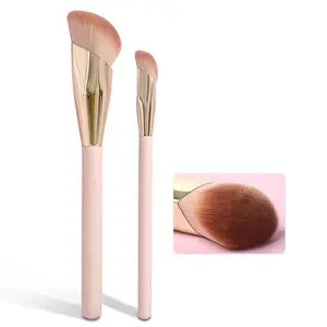 Angled Foundation Concealer Brush, Flawless Contour Bronzer Makeup Brush & Under Eye Makeup Small Foundation Precision Face Blending Brush for Liquid Or Cream Foundation, (Apricot color)