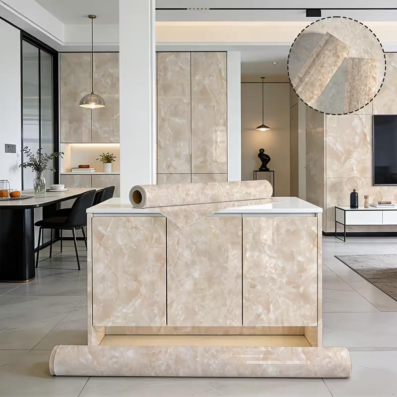Smooth marble contact paper, granite white/gray, kitchen countertop cabinet furniture renovation wallpaper, thick removable wallpaper, peelable, washable, waterproof, matte marble self-adhesive wallpaper