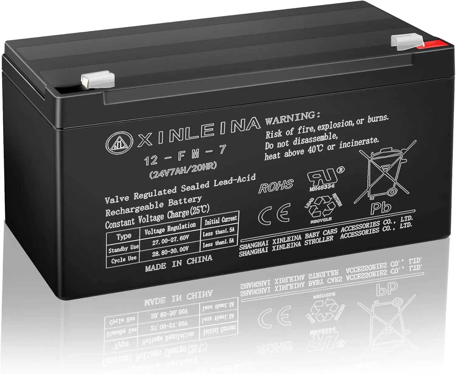 ANPABO 24V 7Ah Rechargeable Battery with F2 Universal Terminals, Sealed Lead Acid Battery, Compatible with 24 Volt Ride-Ons