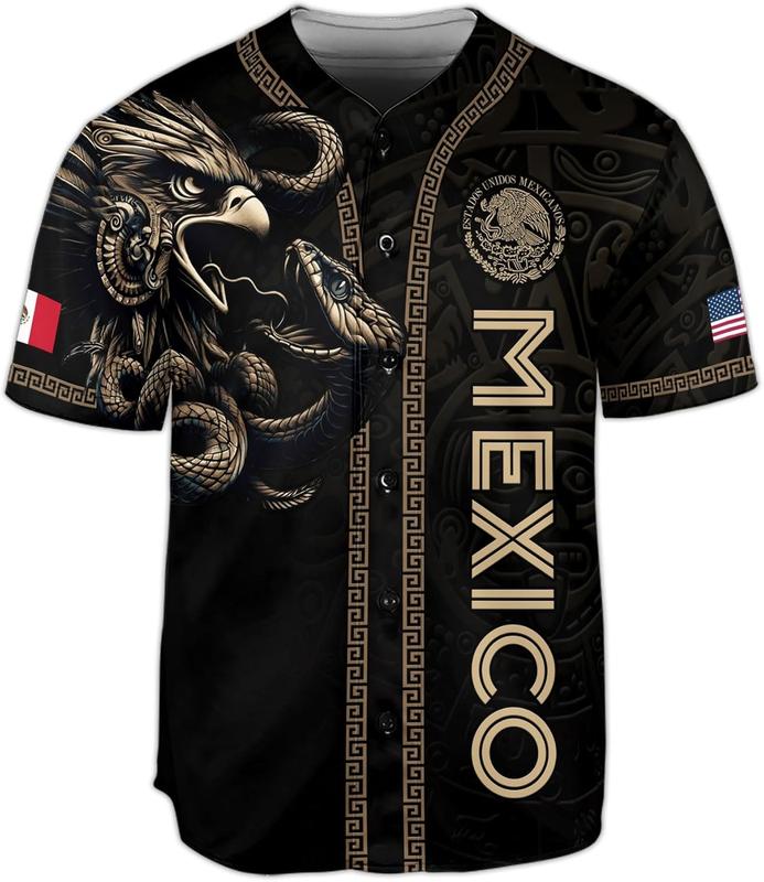 Mexico Black & Gold Baseball Jersey – Aztec Eagle Streetwear Style