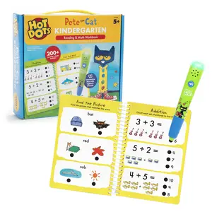 Educational Insights Hot Dots Pete the Cat – Kindergarten Reading & Math Workbook with Interactive Pen, Ages 5+