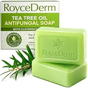 Roycederm Antifungal Bar Soap - Tea tree Oil Soap - Athlete’s Foot Treatment for Jock Itch & Ringworm - Medicated Antifungal Soap with Clotrimazole 1% - Tea Tree Oil Scent, 1 Pack