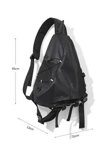 Men's Convertible Shoulder Backpack, Reflective Anti-Theft Waterproof Crossbody Bag, Oxford Fabric Chest Pack, Fits 9.7-Inch Tablet