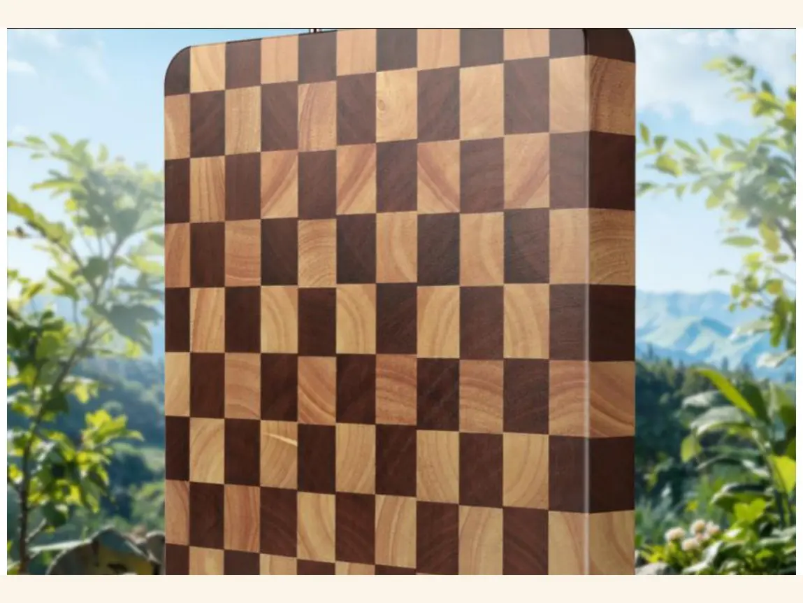 Antibacterial Black Sandalwood and Acacia Wood Cutting Board, Checkerboard Design Butcher Block