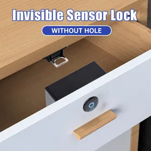 Smart Drawer Electronic Locks Hidden Keyless Cabinet Smart Door Lock EMID IC Card for Drawer Wardrobe Hardware Easy Install ABS Plastic & Zinc Alloy Durable Anti-corrosion - Lights