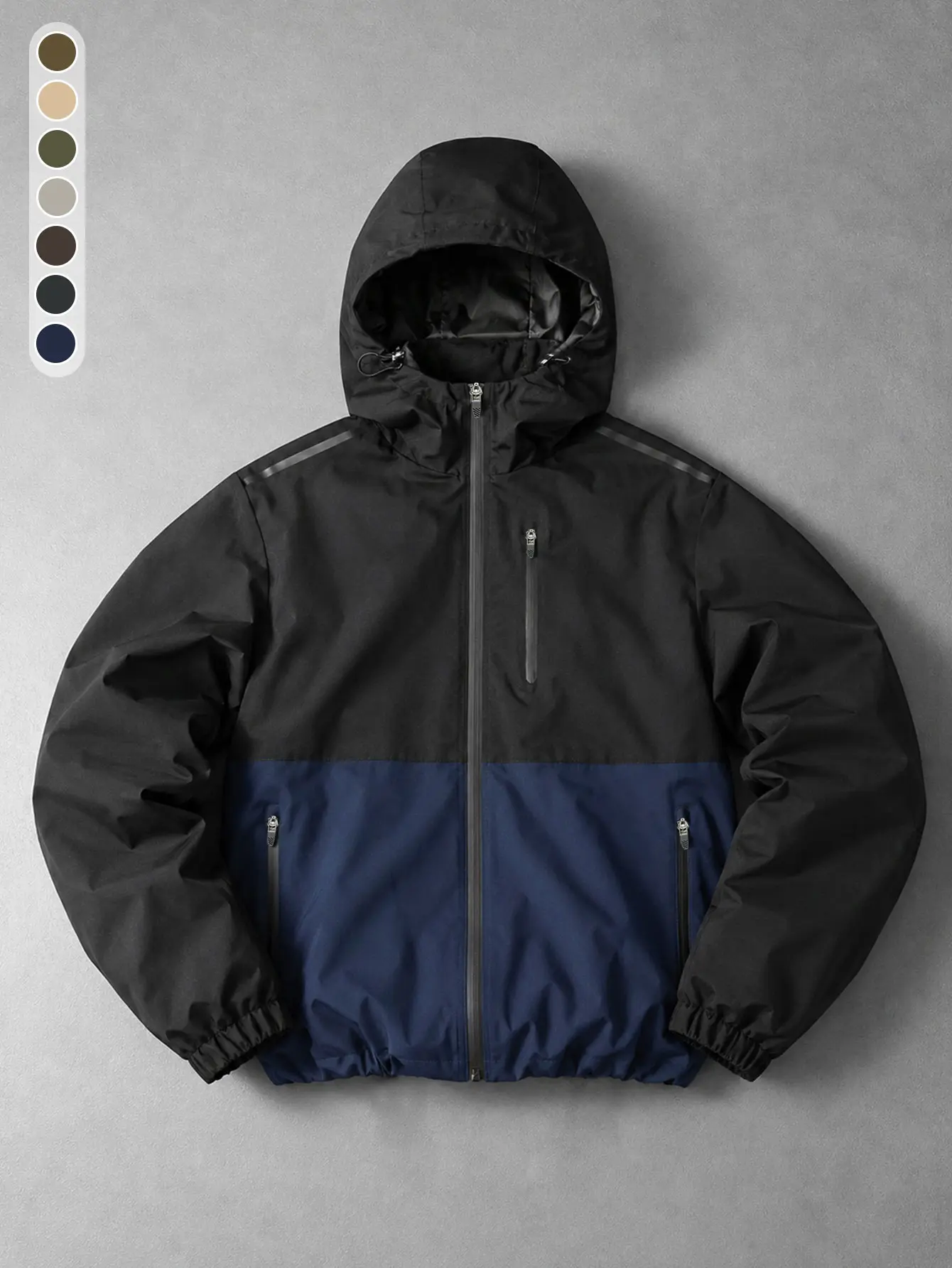 Men’s outdoor functional color-block hooded hardshell jacket | Windproof multi-pocket sports jacket for outings and everyday travel, suitable for all seasons