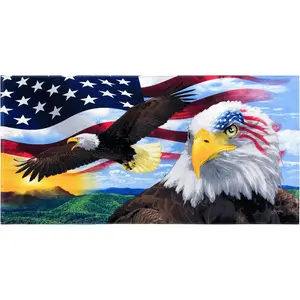 Eagle American Flag Beach Towel 30 x 60 inch Soft Cotton (1 Towel 30 x 60, USA Bald Eagle)