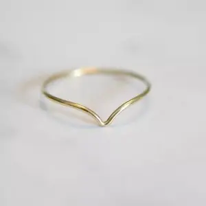 14K Gold Thin Chevron Ring- Minimalistic and Dainty Jewelry