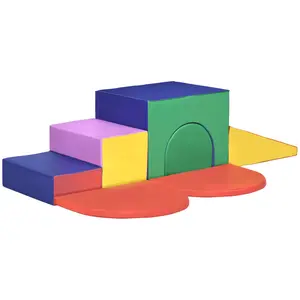 Qaba 7-Piece Baby Soft Play Equipment, Toddler Climber for Creativity and Shape Discovery, with Easy-to-Clean Surface, Climbing Toy for Toddlers, Multicolored