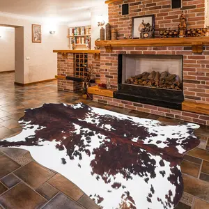 Faux Cowhide Rug 6.2X7.6 ft  Rugs Cow  Large for Bedroom Living Room Dining Room Brown  Print Rugs Western  Decor