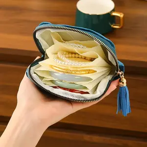 Travel Jewelry Organizer Wallet, Compact Lightweight High Capacity Zipper Bag, Earrings Bracelets Necklaces Storage, Elegant Style, Lightweight Travel Pouch