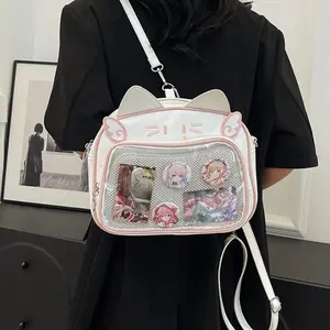 Y2K Japanese Kawaii Cat Ita Bag 2026 New Fashion Ita Backpacks Cute Girls Transparent Shoulder Crossbody Bags JK School Bags