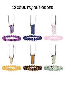 Natural Crystal Beaded Bracelet & Pendant Necklace, Fashion Jewelry for Party, Daily Clothing Decor, Trendy All-match & Exquisite Jewelry for Birthday Gift, Natural Crystal Set