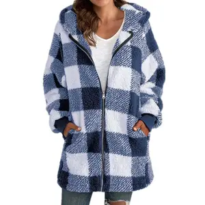 Women's Comfortable Plush Plaid Sweater - Long Sleeve, Round Neck, Pocket Casual Home Wear, Red and Plaid Patterns, Perfect for Autumn and Winter, Comfortable Sweater for Winter, Winter Clothing, Classic Plaid Design, Soft Texture