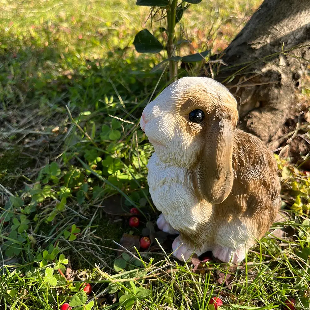 Rabbit Ornament, 1 Count Rabbit Garden Reading Book Outdoor Table Decor Statue, Cartoon Rabbit Decorations for Easter