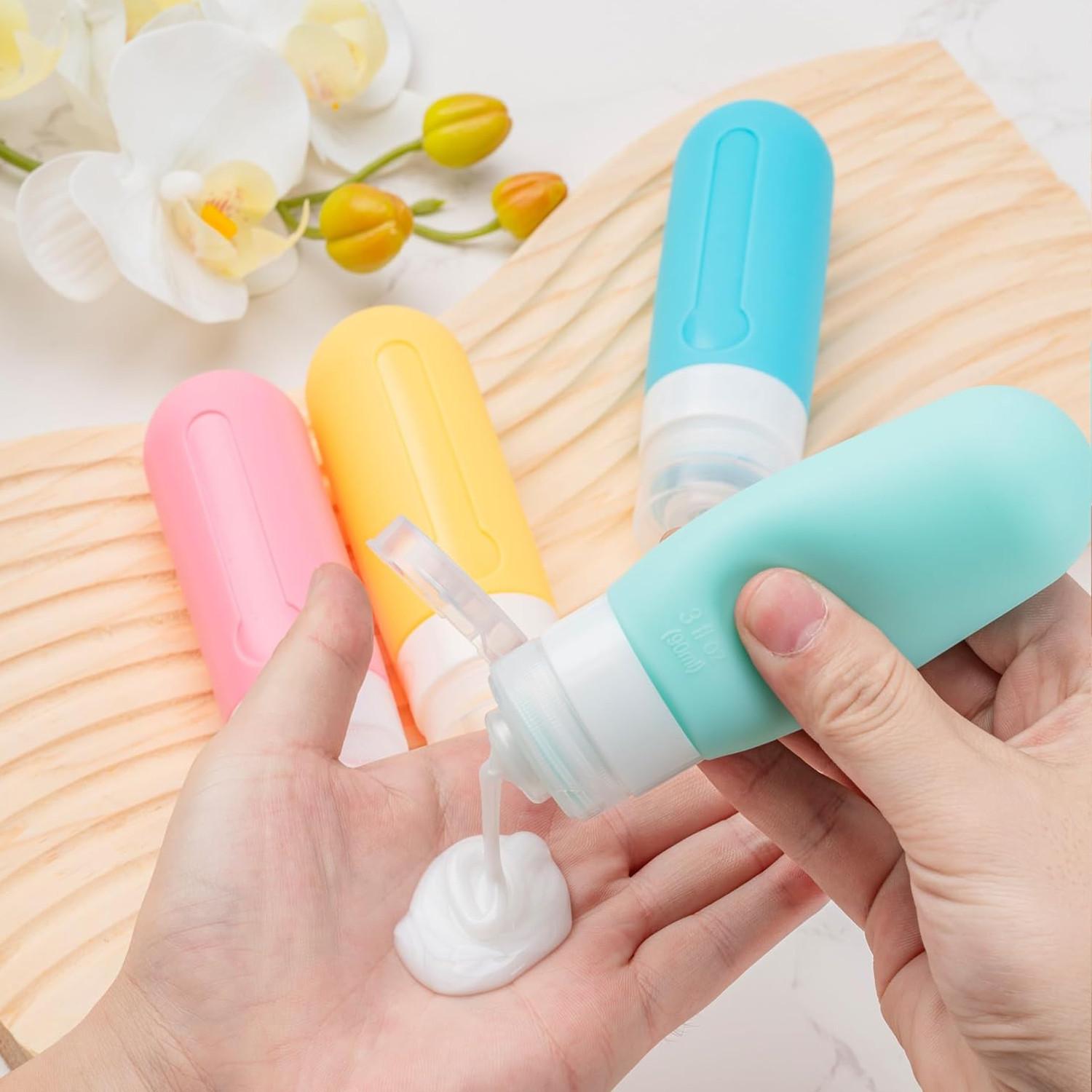 16PCS Travel Bottles for Toiletries, 3oz Silicone Refillable Containers, Leakproof Squeezable Bottles for Shampoo, Conditioner & Lotion