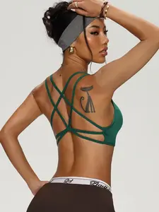 Cross Back Sports Bra for Women, Fashionable Wire-Free Design, Breathable Yoga Bras and Light Exercise Wear, Comfortable and Stylish