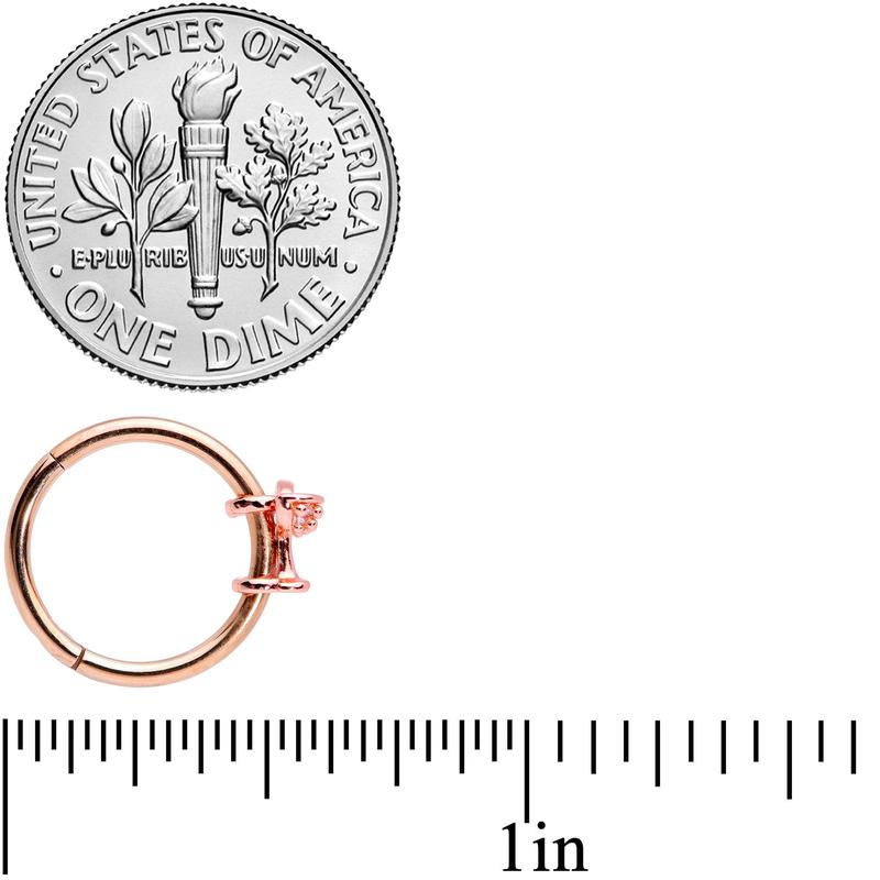 16G 3/8 Clear Gem Rose Gold Tone Cocktail New Year Septum Clicker