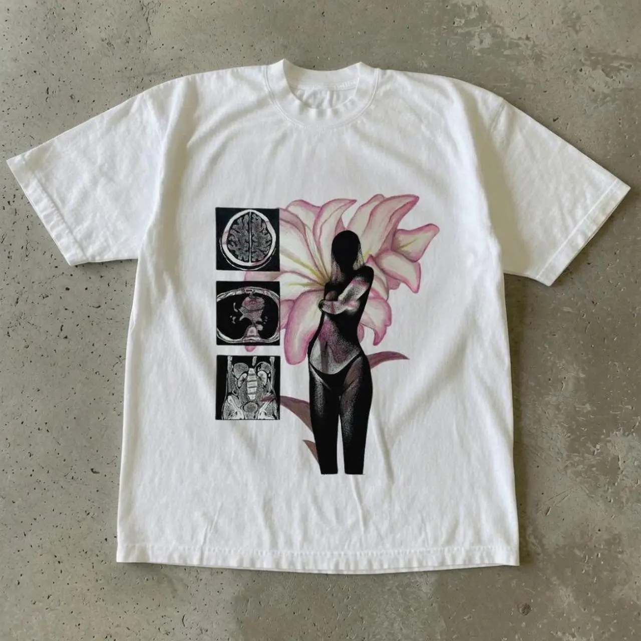 Gildan Men's and Women's T-shirt, Pink Girl Flower Graphic Tee, Floral Tee, Unisex T-shirt, Gift T-shirt, Y2k Unisex Graphic Tees Gothic Grunge Emo Scene Amity Affliction Style Clothes Menswear Womenswear Streetwear