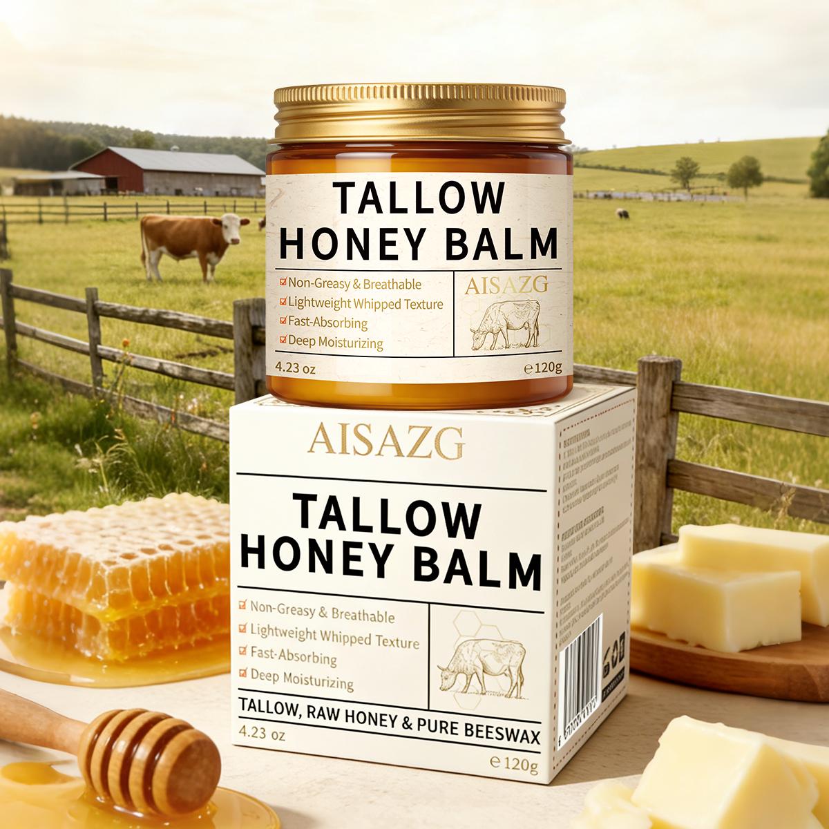Whipped Tallow Honey Balm Face & Body Moisturizer - Hydrating Cream for Locking in Moisture (Glass Skin Support), Hydrate, 120G