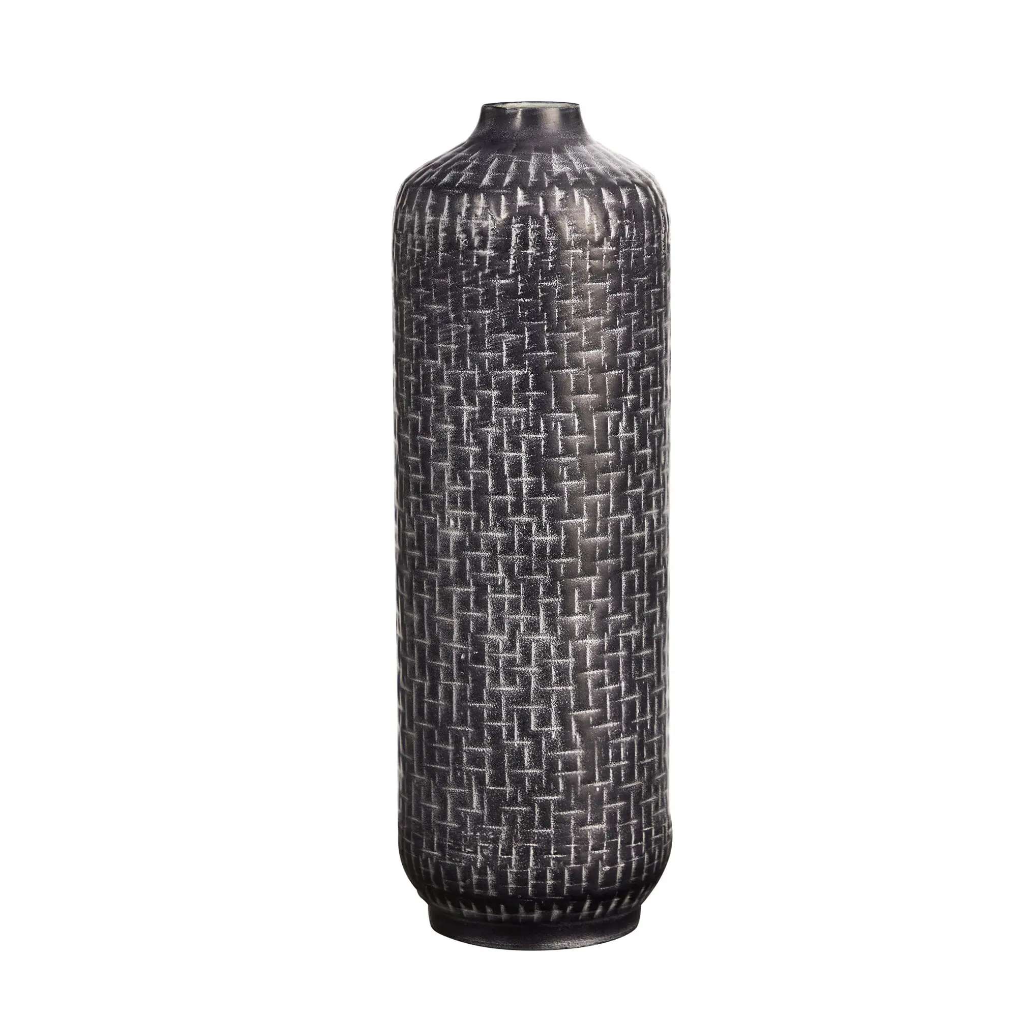 21-in Textured Large Decorative Metal Cylinder Vase with Artistic Design, Modern Embossed Home Decor Accent for Living Room & Tabletop Bedroom Displays, Decorative Vases, 21 Inches
