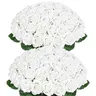 YBLIOUKE 10/20/50 Pcs Long-Stem Decorative Fake Silk Roses Bouquet - Photorealistic Artificial Flowers for DIY Home Decor Items, Wardrobe, Garage Accents