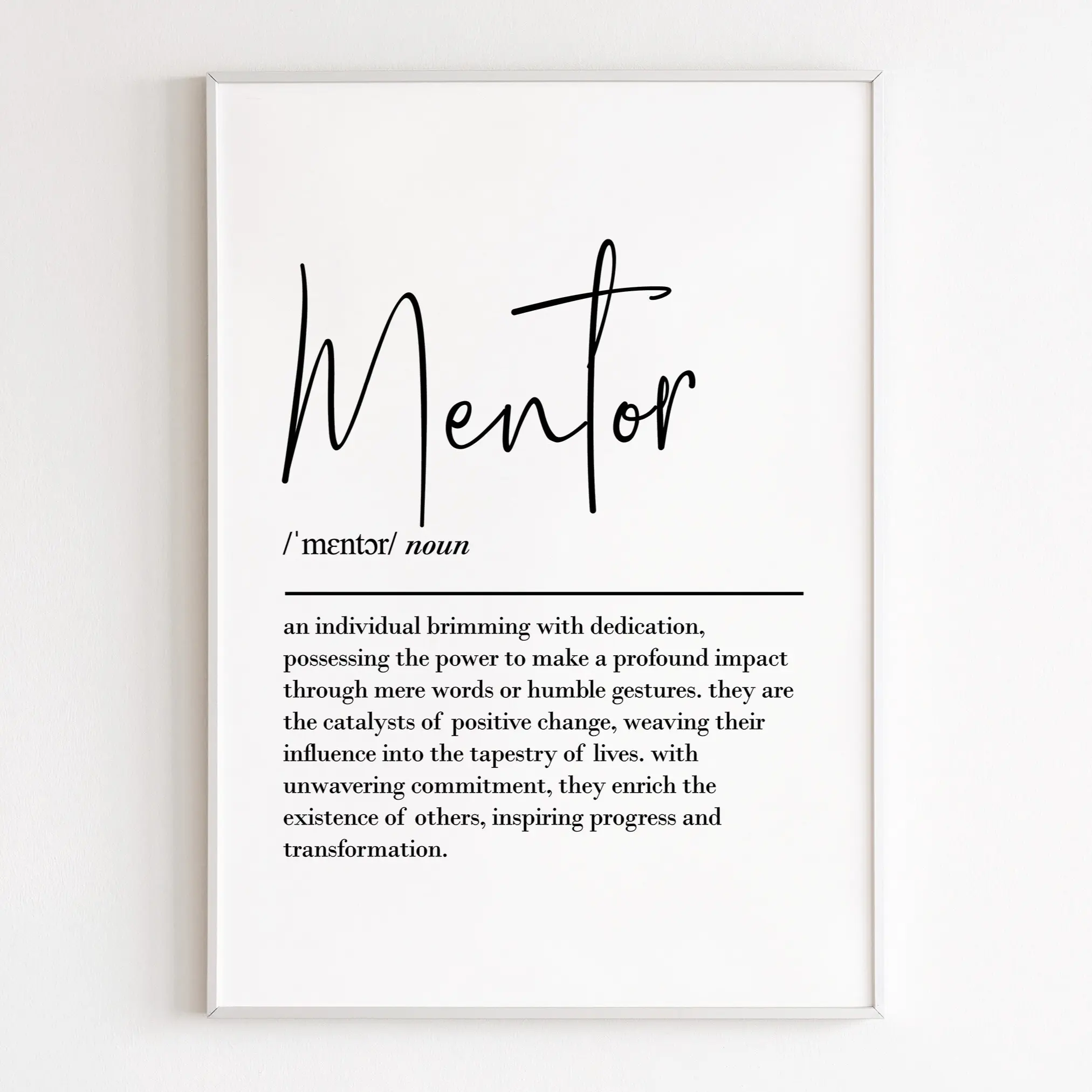 Mentor Definition, Print Wall Art, Poster No Frame, Teacher Gifts, Thank You Gift, Mentor Gift, Coach Gift, Difference Maker