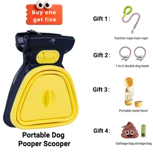 $19.99【ONLY 10 STOCK】5-in-1 Dog Walking Kit: Foldable Poop Scooper, Dual Dog Leash, Waste Bag Dispenser