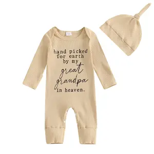 Hand Picked for Earth By My Great Grandma Grandpa In Heaven Bodysuit Romper Newborn Baby Ribbed Jumpsuit Coveralls #Summervibes