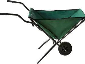 W302 Folding Wheelbarrow, Collapsible Yard Cart for Garden with Never Flat Tire, Strong Powder Coated Frame, Lightweight and Portable