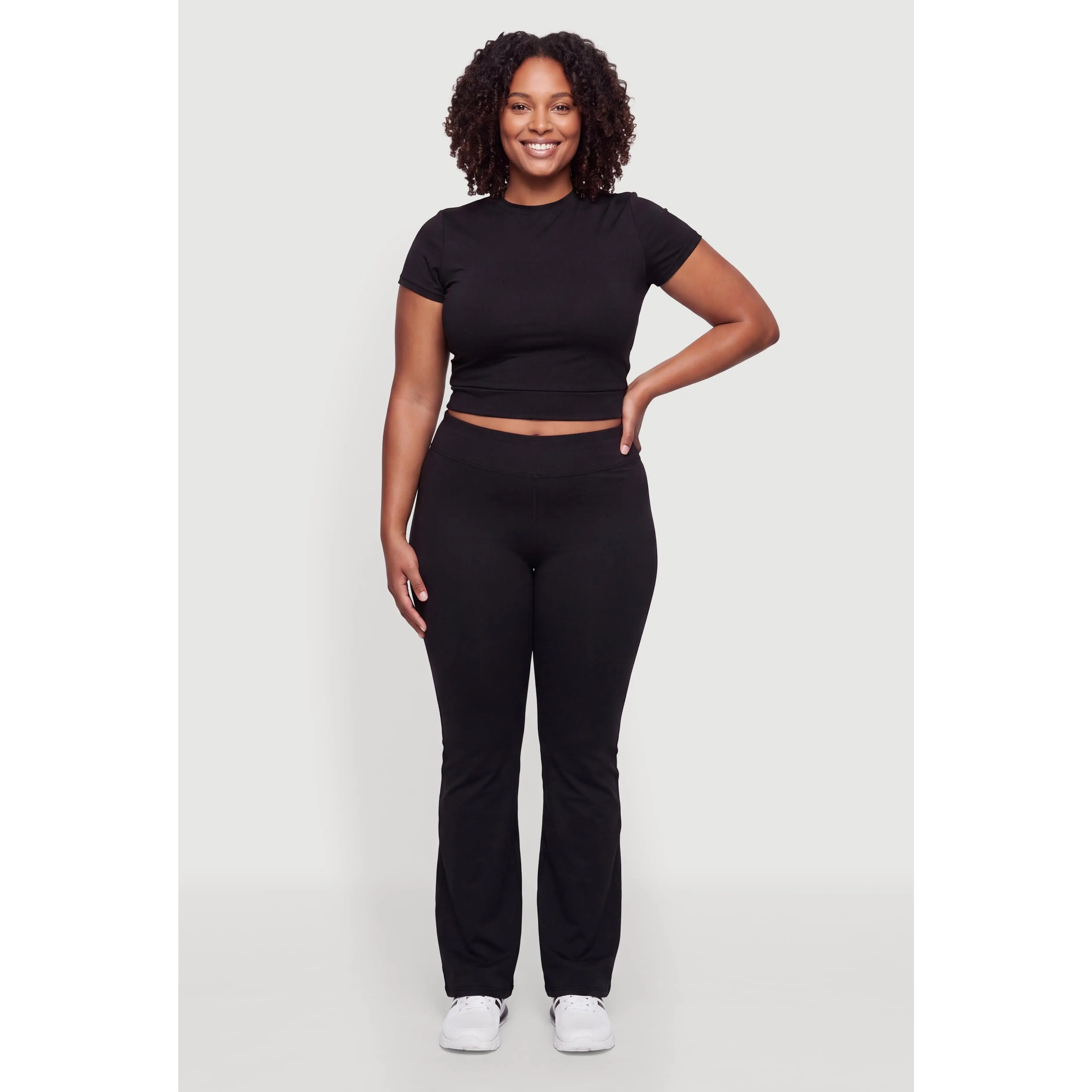 Plus Size High Waisted Boot Cut Pull On Pants
