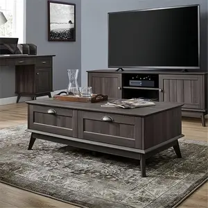 Newport Collection 70.8" High Center Coffee Table for 6-8 People - Mid-Century Modern Rectangular Table with Two Fully Extending Drawers, Slatted Wood Base, Golden Oak Farmhouse Large End Table for Living Room