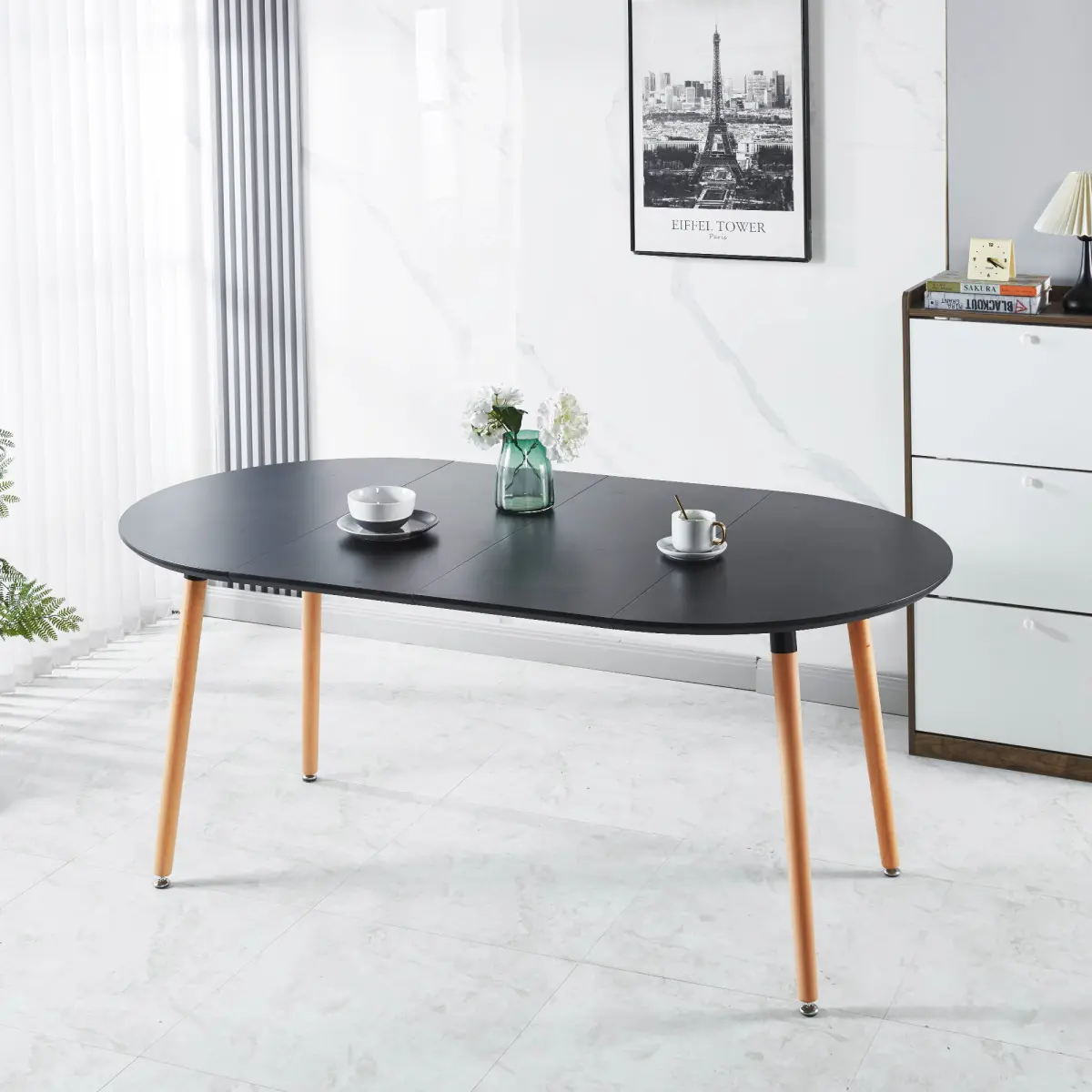 Wood-Finished Modern Rectangular Dining Table - MDF Tabletop, Sturdy Metal Legs, 39.37"W x 29.52"H, Non-Wobbling Multipurpose Table for Dining Room, Office, Easy Assembly & Maintenance, Wood-Finished Dining Tables