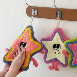 Cute Star Washcloth - Modern Polyester Cartoon Pattern Towel for Kitchen & Bathroom, Hand Wash Only