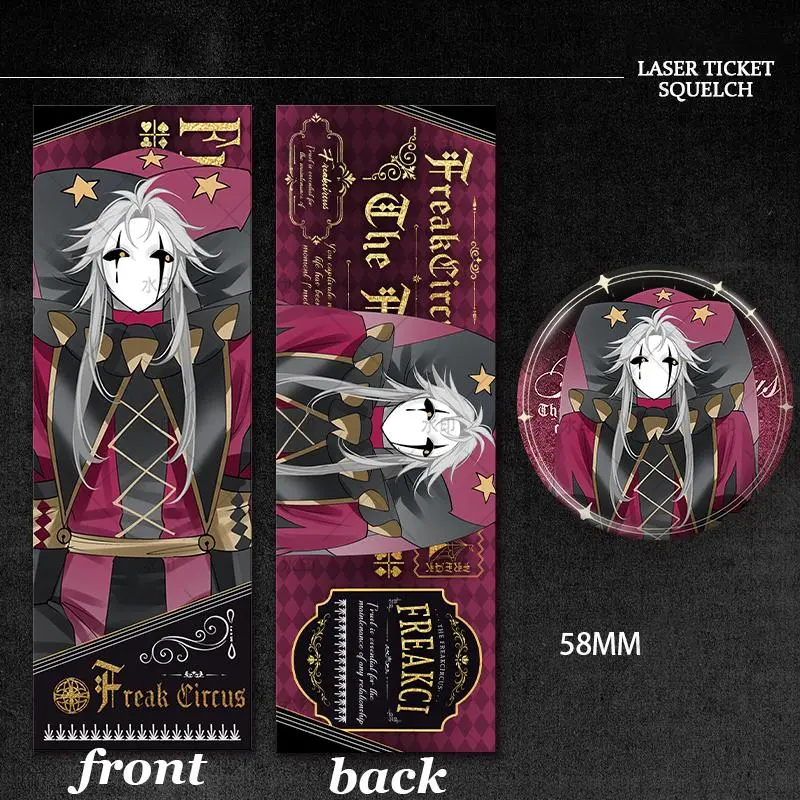 Anime The Freak Circus Pierrot Harlequin Teresa Cosplay Props Collectible Pins, Alloy Lapel Brooch Set, Cartoon Metal Badge Invitation Letter Model Accessory
