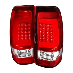 1999-2002 Chevrolet Silverado/ 1999-2006 GMC Sierra LED Tail Lights - G2 (Chrome Housing/Red Clear Lens)