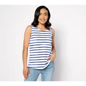Denim & Co. Favorite Jersey Striped Scoop Neck Tank Top