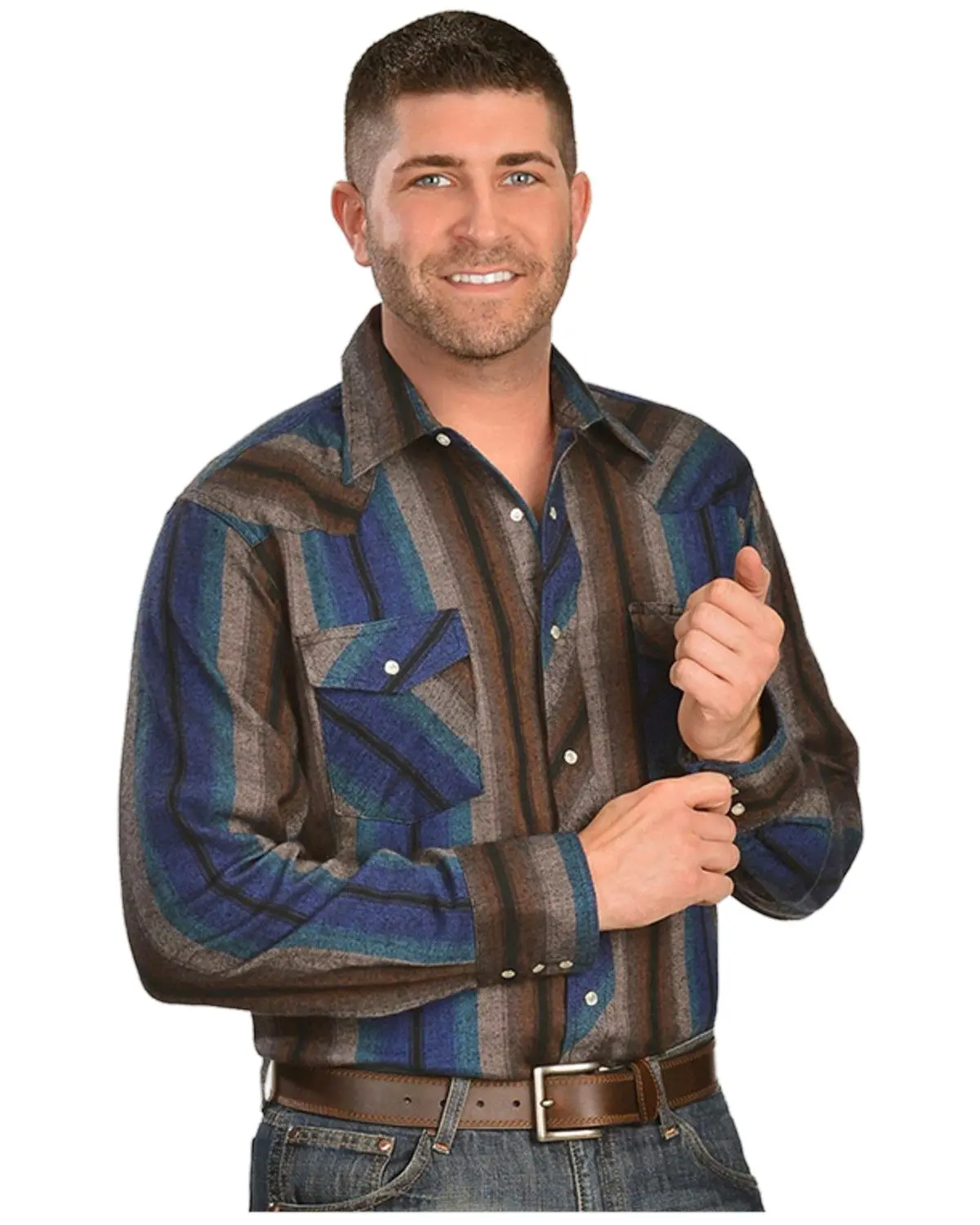 Wrangler Men's Assorted Striped 4.5 Oz.Flannel Long Sleeve Shirts Big,Tall - 75098As