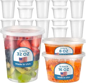 FMP Brands Deli  with Lids Leakproof Food Storage & Meal Prep , Microwave Freezer Safe Clear Snack Lunch Soup