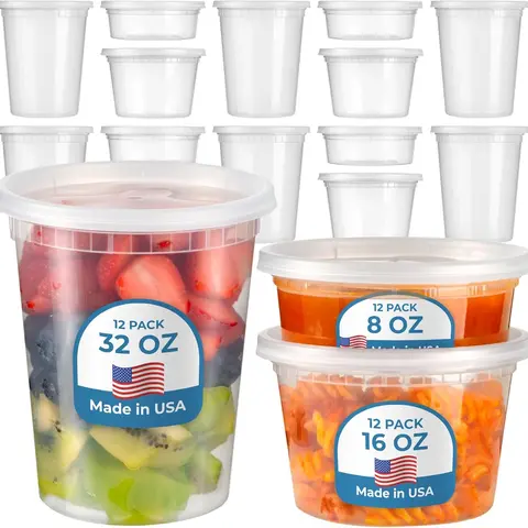 FMP Brands Deli Containers with Lids Leakproof Food Storage & Meal Prep , Microwave Freezer Safe Clear Snack Lunch Soup
