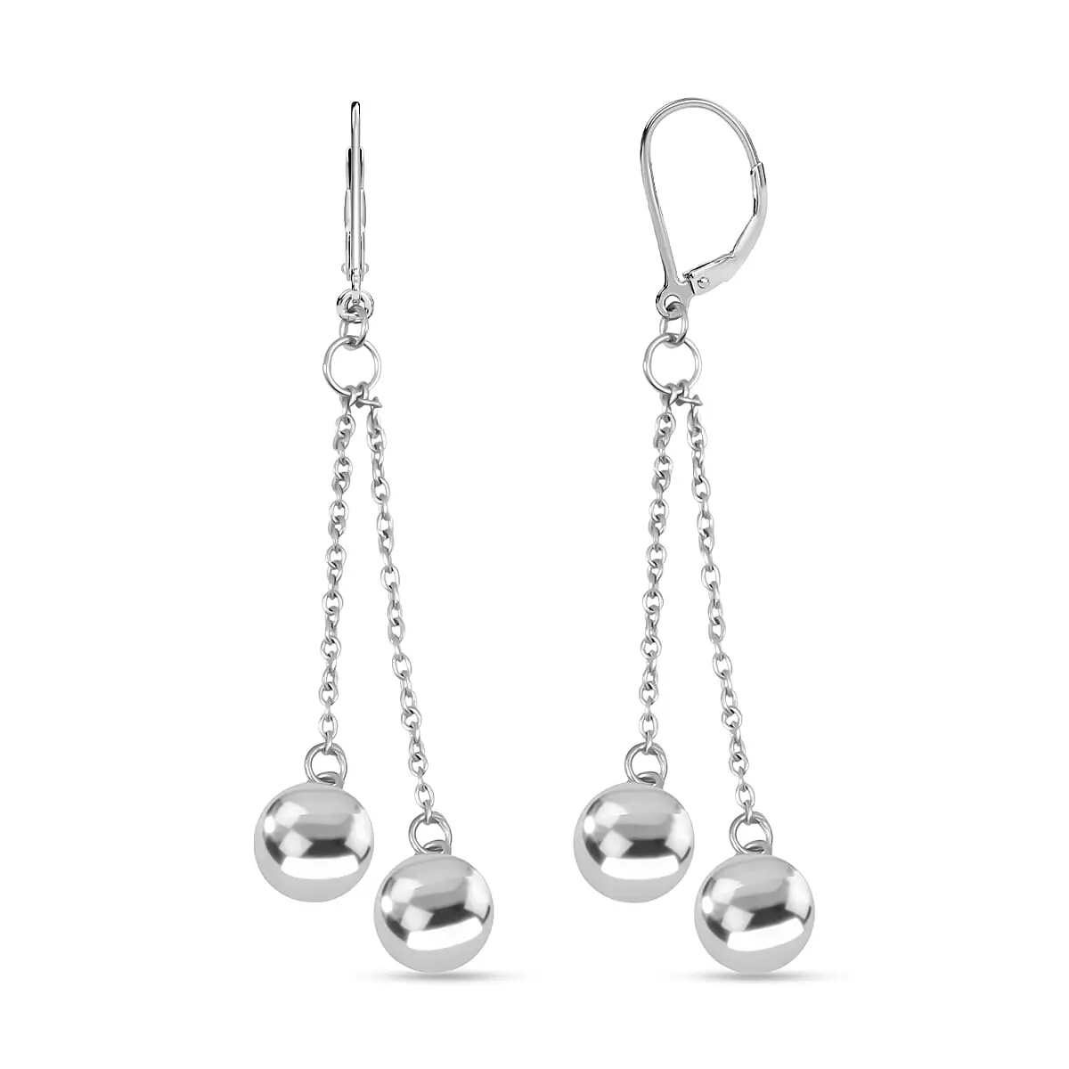 Hoop Earrings in Rhodium Over Sterling Silver 4.35 Grams