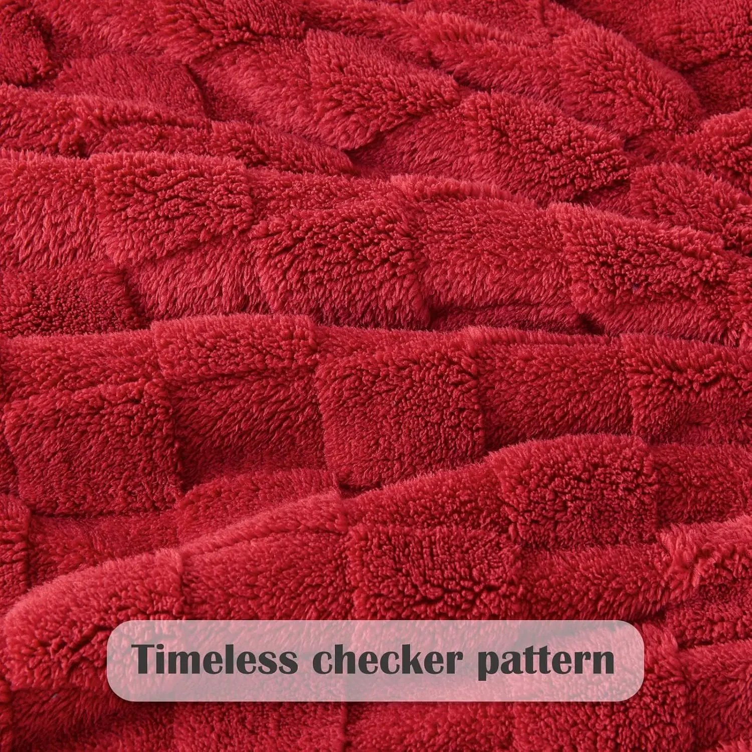 Red Checkered Premium Silky Flannel 3D Checkered Blanket - Super King Size (90"x110"), Wrinkle Resistant, All Seasons Use, Ideal for Christmas, Father's Day, Birthday Gifting