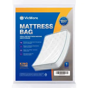 3mil Heavy-Duty Plastic Mattress Bag for King/Cal King Size – Tear-Resistant Mattress Protector Cover for Moving & Storage, Transparent & Easy Fit