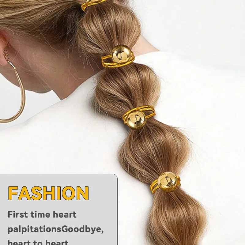 5 Pcs Beaded Hair Ties, Minimalist Ponytail Holders, Ponytail Accessories, Non-Slip Elastic Bands, Boho & Elegant Style for All Hair Types